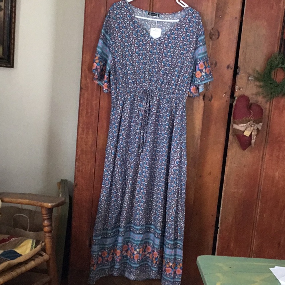 PrettyGarden Floral Blue Maxi Dress - NWT